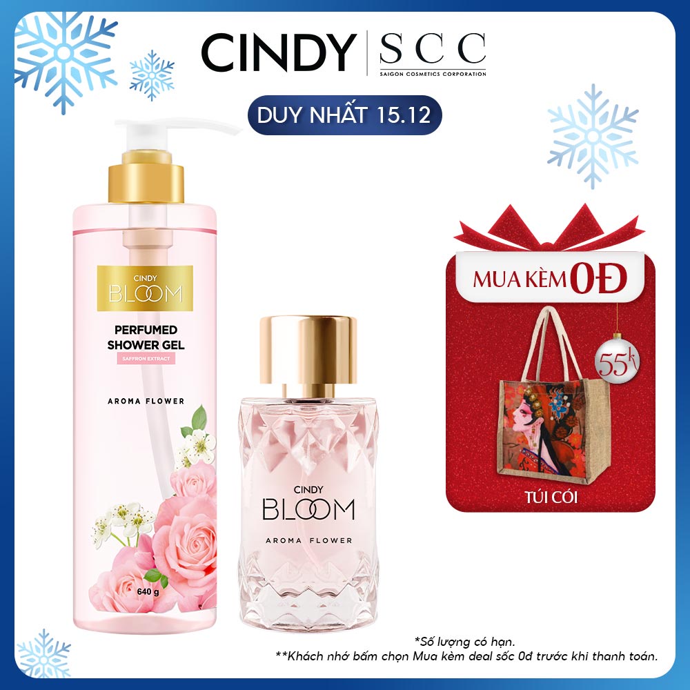 Combo Sữa tắm nước hoa 640g + Nước hoa Cindy Bloom Aroma Flower 30ml hương ngọt ngào nữ tính