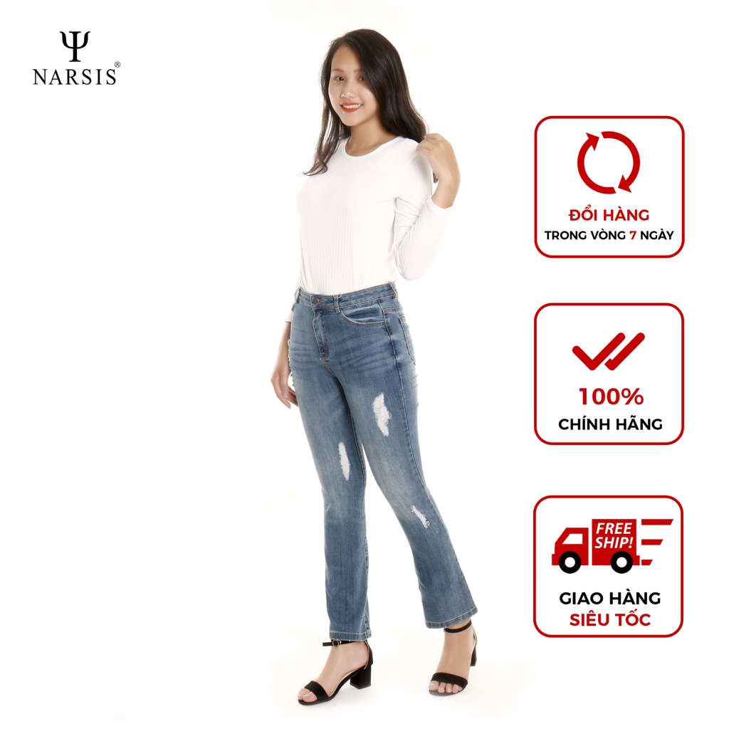 Quần bò nữ xanh dương cào rách P7002 thương hiệu NARSIS