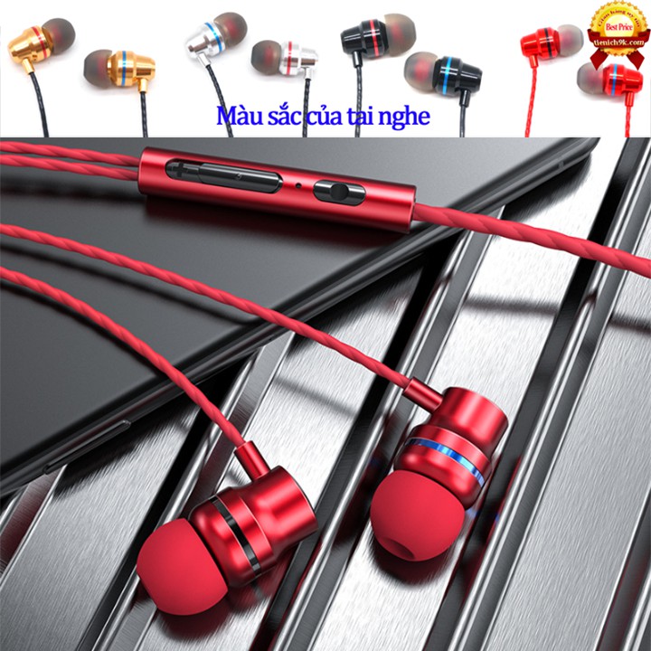 [ Tặng 4 núm tai nghe ] Tai nghe chân Type C in-ear kèm mic thân kim loại dây PET chống rối cho điện thoại