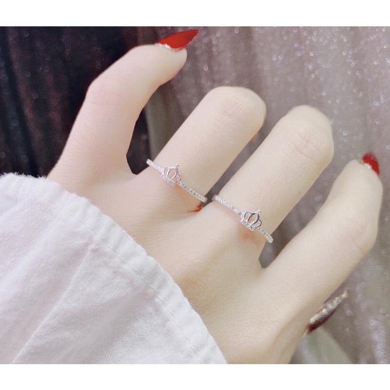 Nhẫn nữ bạc ta vương miện đính đá - Kho sỉ bạc Nhất Linh