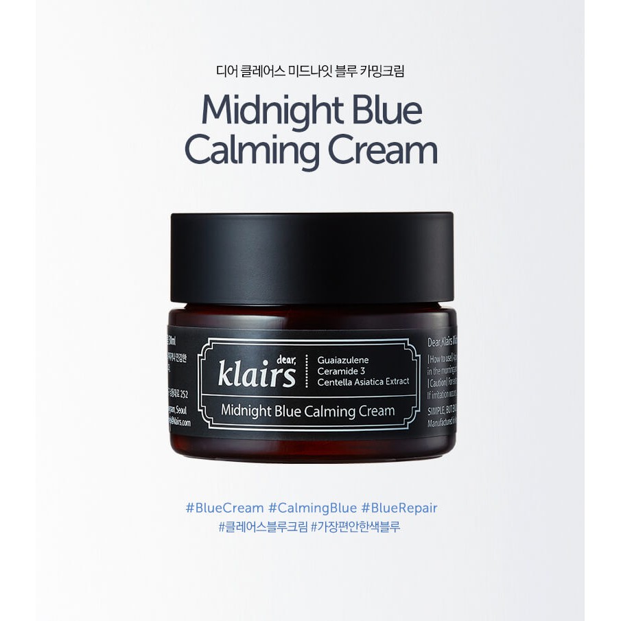 Kem Dưỡng Ẩm, Làm Dịu Da Ban Đêm Dear, Klairs Midnight Blue Calming Cream 30ml