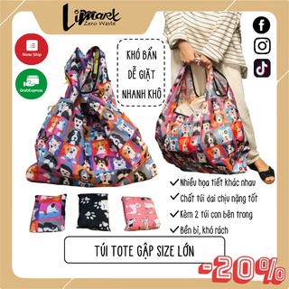 Túi Tote Size Siêu Lớn Gập Gọn Dễ Thương Kèm Ngăn Nhỏ Thân Thiện Môi Trường Limart