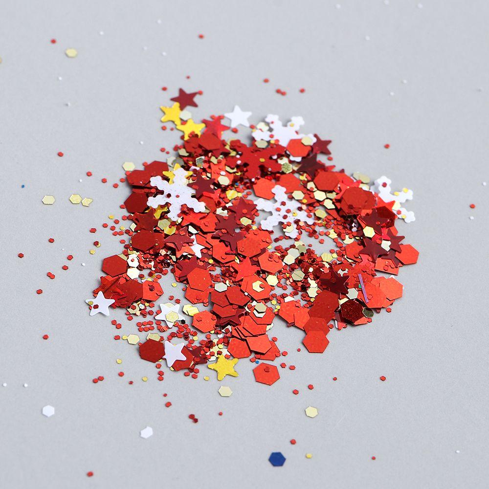 QQMALL Bộ Kim Tuyến Hình Học / Bông Tuyết / Ngôi Sao Thời Trang Trang Trí Móng Tay DIY