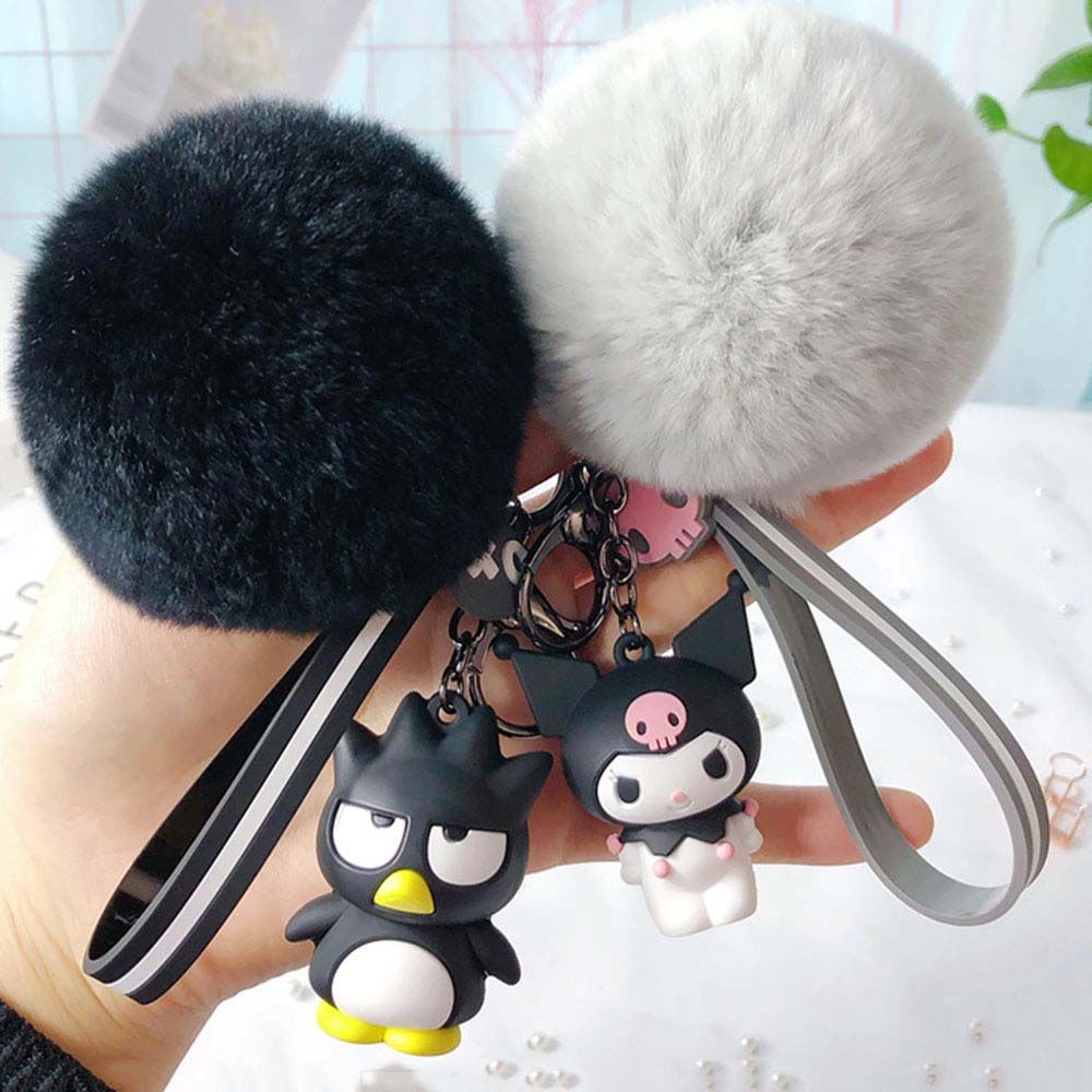 Móc khóa gắn bóng lông hình động vật dễ thương thời trang cho nữ