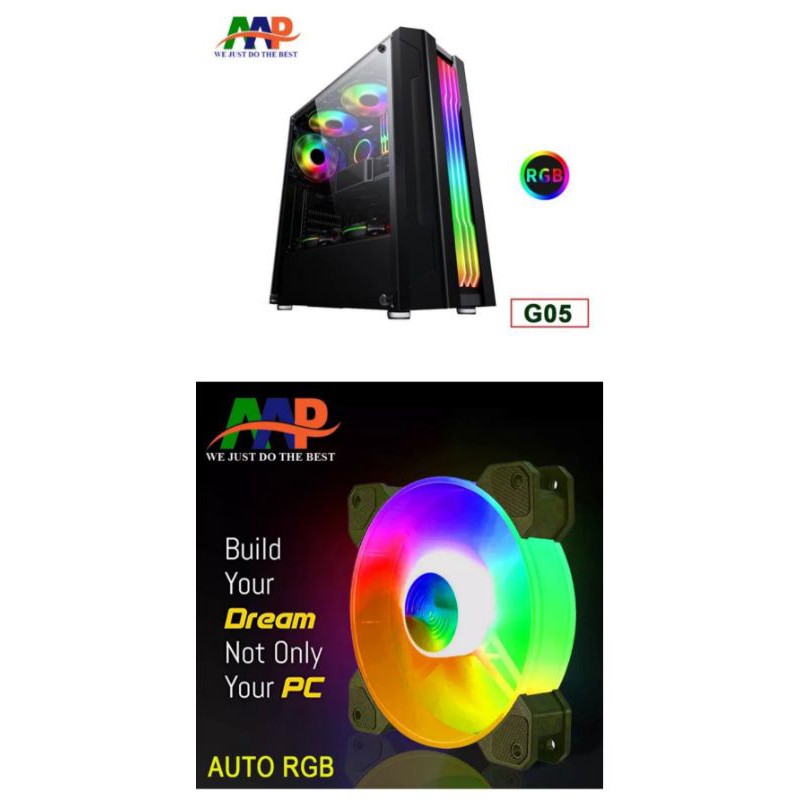 Thùng CASE PC AAP GAMING G05 RGB ( mặt hông trong suốt) - TẶNG KÈM FAN APP AUTO RGB 12CM