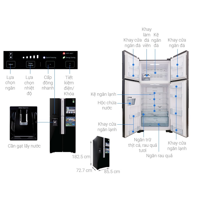 Tủ lạnh Hitachi Inverter 540L R-FW690PGV7(GBK)