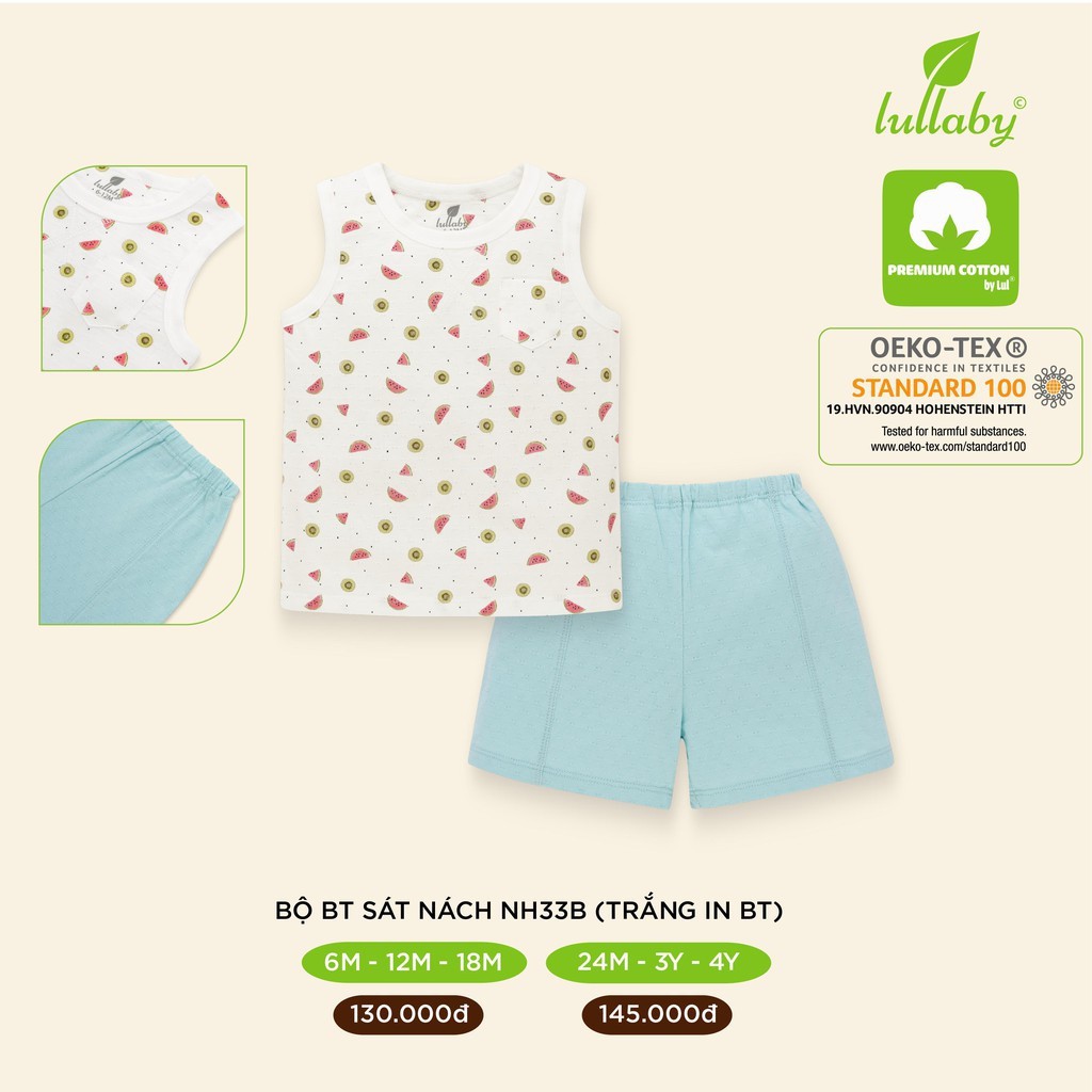 [Lullaby] Bộ sát nách/Ba lỗ cho Bé vân thoáng cao cấp (3m-4y)