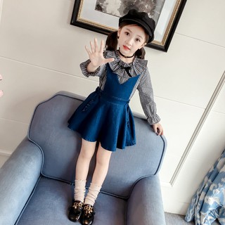 Sét Yếm Váy Bò Cho Bé Gái