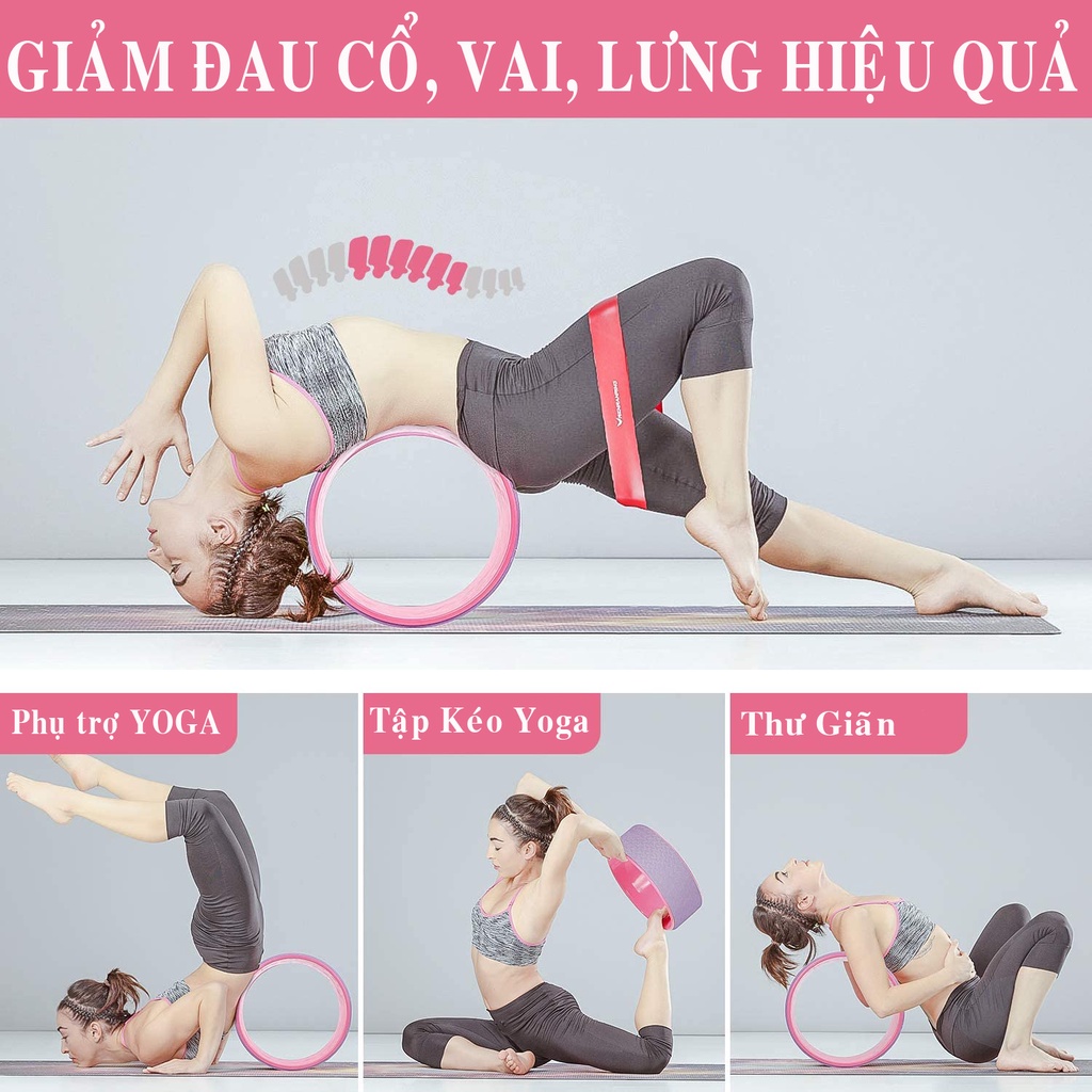 Vòng Tập Yoga Tập Gym Cao Cấp Bằng Khung Nhựa ABS Khổ Rộng 33Cm x 13Cm Phủ TPE Cao Cấp Chống Trượt Dày 8mm Hãng Amalife