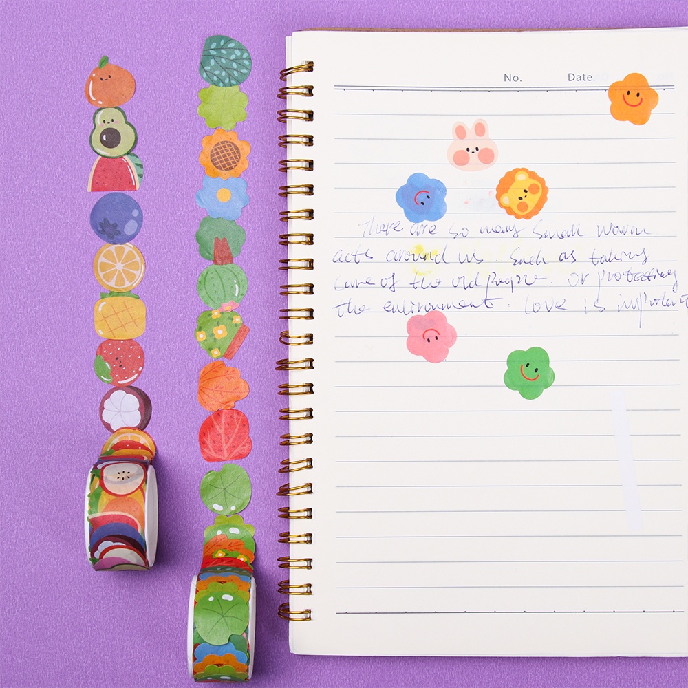 Cuộn Băng Keo Giấy Họa Tiết Kawaii Trang Trí Sổ Tay Nhật Ký Diy