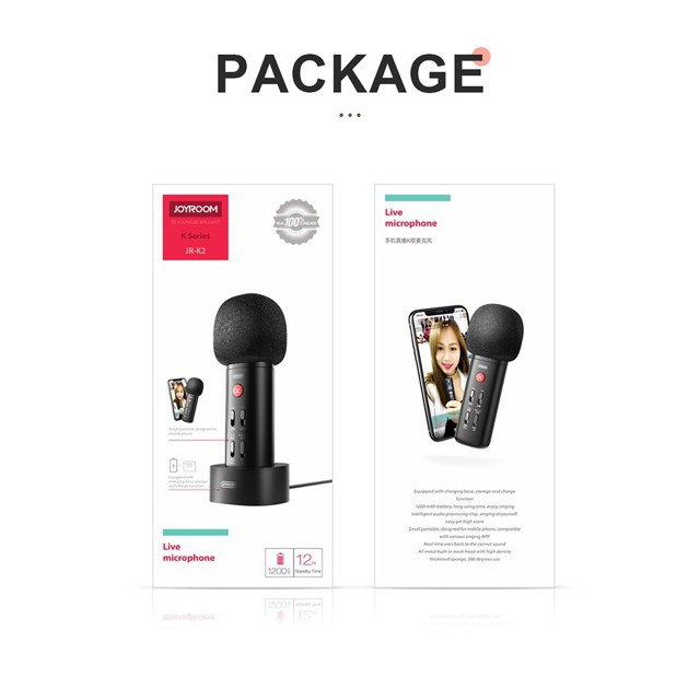 Mic hát karaoke, livestream cho điện thoại Joyroom JR-K2 -A2A