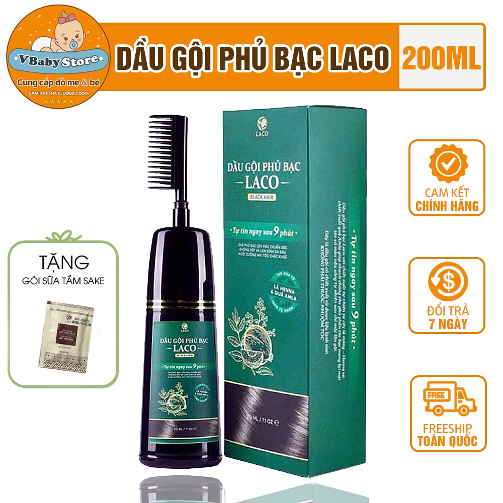 Dầu gội phủ bạc -Dầu gội đen tóc LACO bắt màu tự nhiên sau 9 phút sử dụng an toàn không hại da đầu