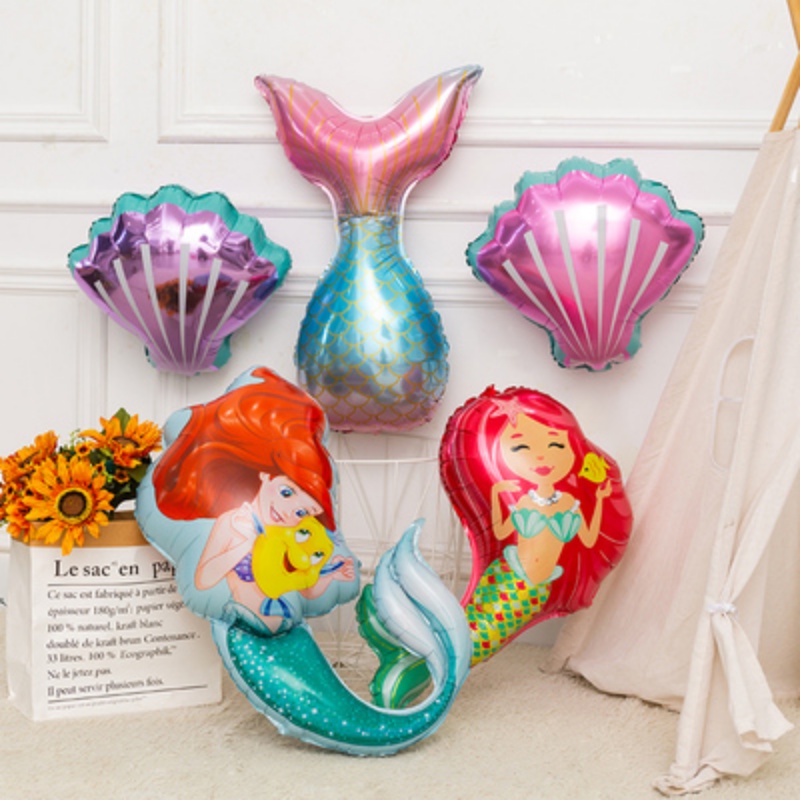 Bong Bóng helium Hình Đuôi Nàng Tiên Cá Hai Màu Sắc Dùng Trang Trí Tiệc Sinh Nhật Cho Bé