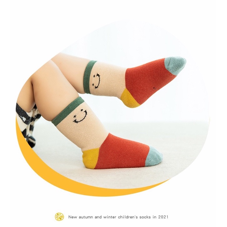 Tất cho bé từ 1 đến 13 tuổi. Set 5 đôi vớ cho bé trai bé gái dễ thương sợ len mềm mịn dầy dặn thu đông ấm áp -lantun1983