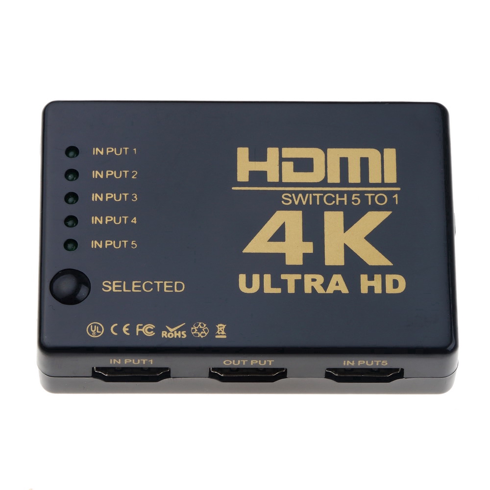 Bộ chia nguồn 5 trong 1 3D 1080P 5 cổng 4k HDMI + điều khiển HDTV tiện dụng