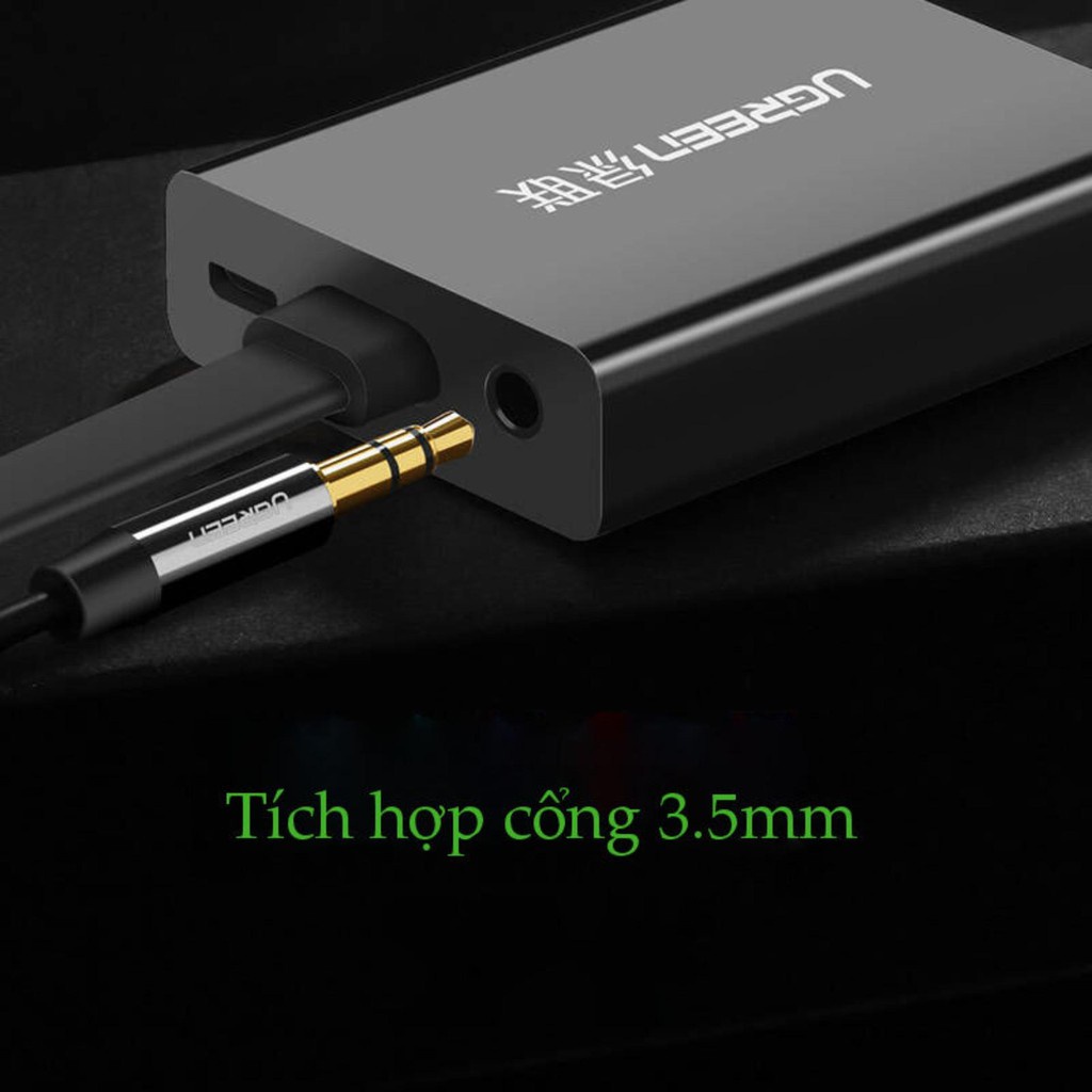 Cáp chuyển đổi HDMI sang VGA dây dẹt tích hợp cổng Audio 3.5mm + Micro USB UGREEN MM103