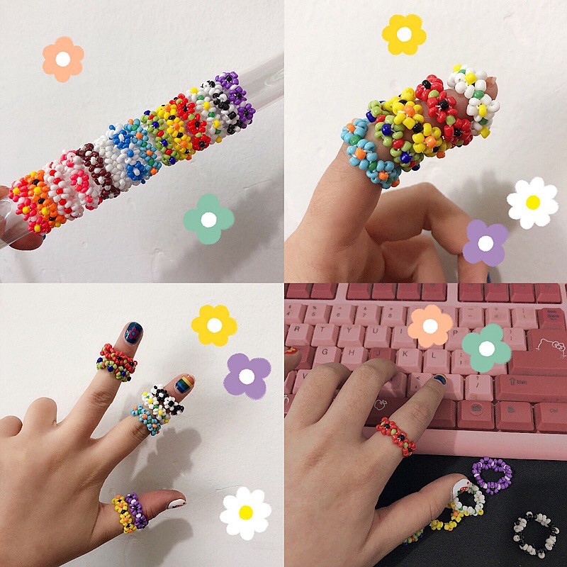 Nhẫn Nhiều hoa hạt cườm Beadring hot trend Nhẫn handmade MADEBYLEE