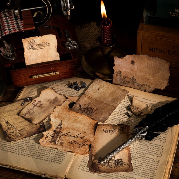 Bộ 30 tấm giấy note giấy ghi chú collage phong cách retro và vintage