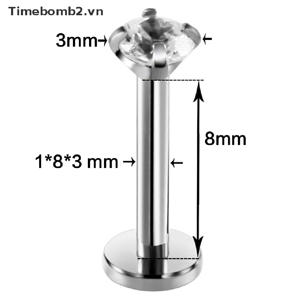 Bộ 2 Khuyên Xỏ Môi Đính Đá zircon Thời Trang 18G