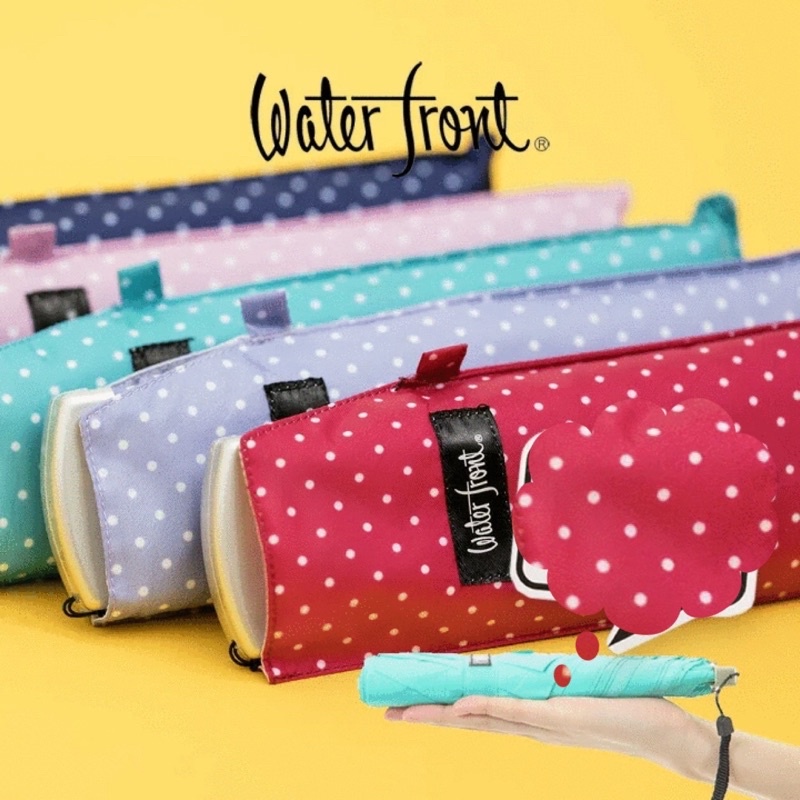 Ô  Hàng Hiệu Waterfront Nhật Bản mini bỏ túi 50cm- Cán dẹt-CHẤM BI NHỎ