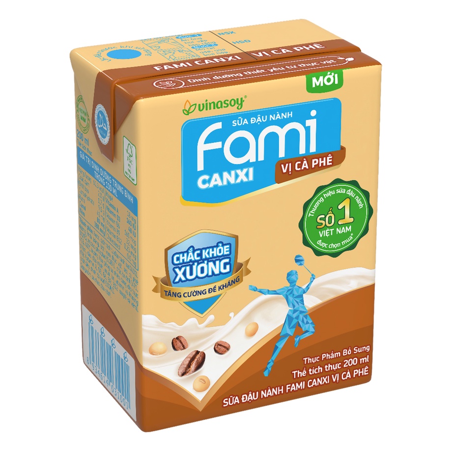 Thùng sữa đậu nành Fami Canxi Cà Phê (36 hộp x 200ml)