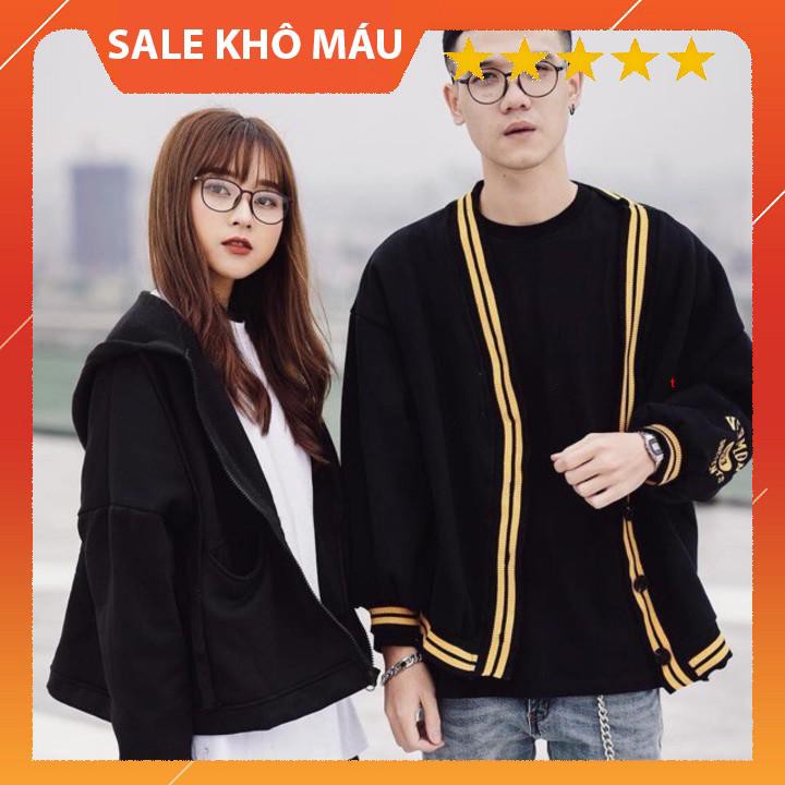 Áo khoác len mỏng unisex- Áo khoác CARDIGAN VERMONT ĐEN THÊU TAY cho cả nam và nữ TẶNG SET 5 CHUN BUỘC TÓC