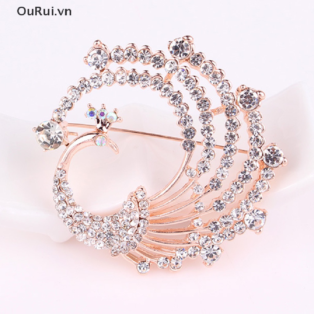 Ghim Cài Áo Hình Con Công Đính Đá Nhân Tạo Thời Trang