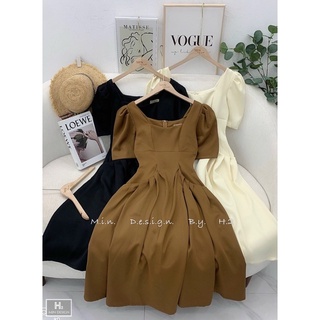 váy cổ vuông 2 túi