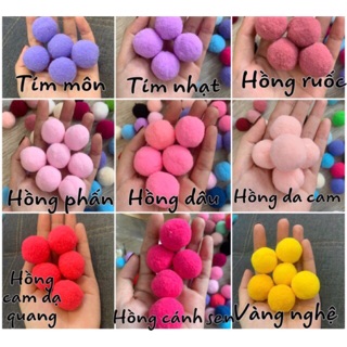 50 hạt pompom - Hạt pom pom nhiều màu 2cm 3cm 4cm làm scrunchies