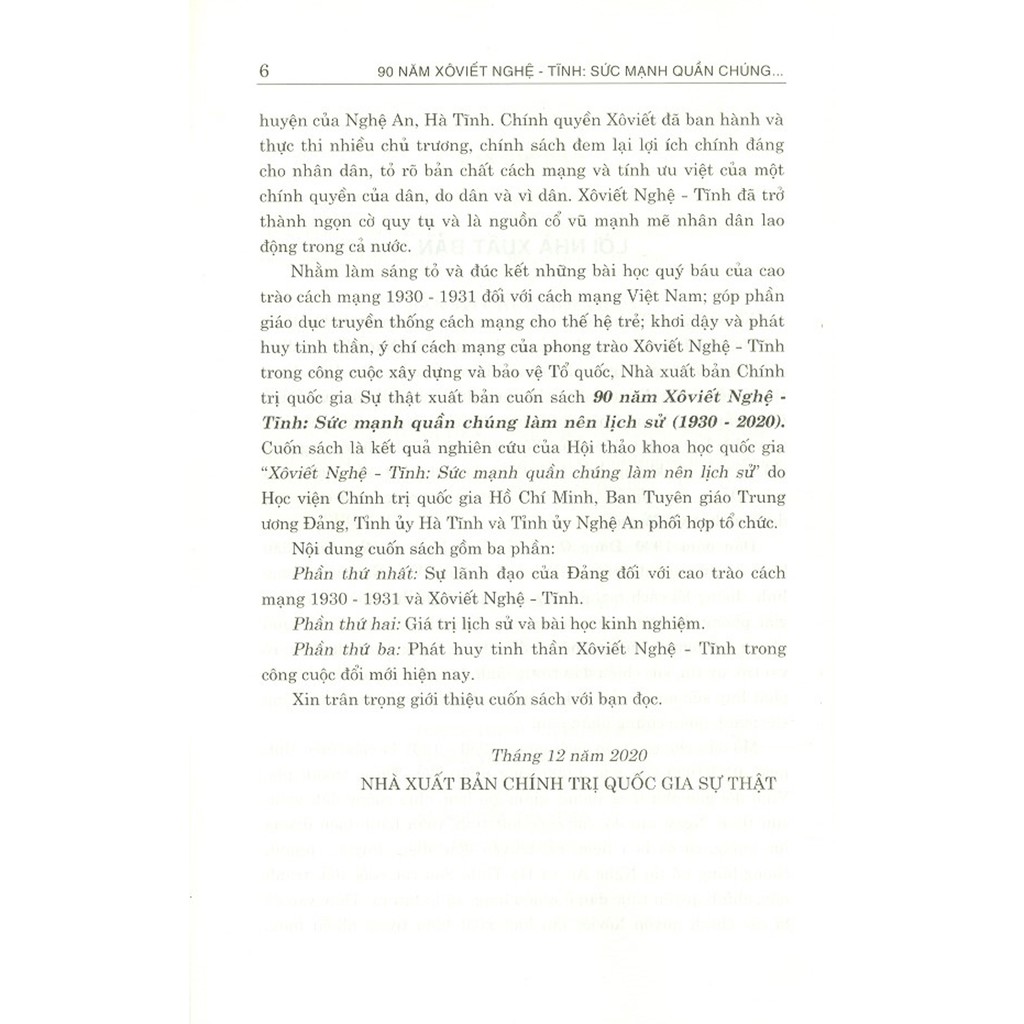 Sách - 90 Năm Xô Viết Nghệ – Tĩnh Sức Mạnh Quần Chúng Làm Nên Lịch Sử (1930 – 2020) (Kỷ Yếu Hội Thảo Khoa Học)