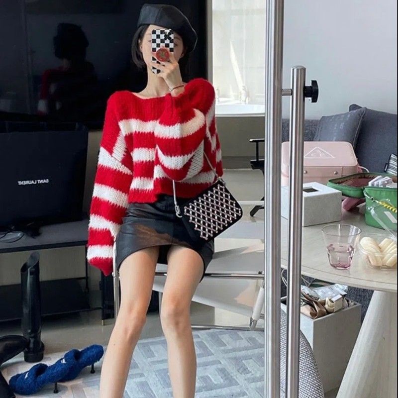 Jiashucheng Plus Áo Sweater Dệt Kim Tay Phồng Thời Trang Xuân Thu Cho Nữ