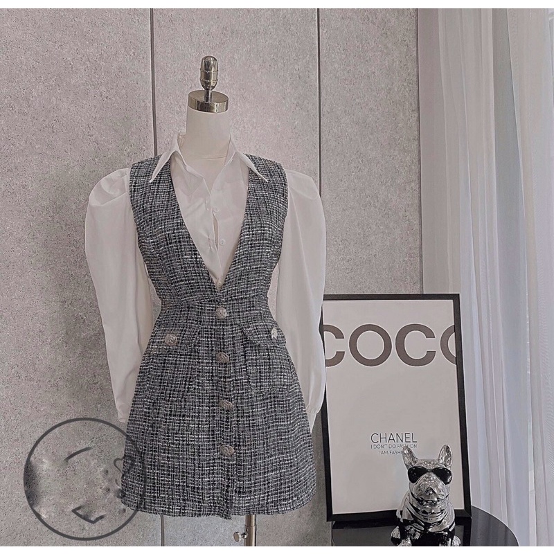 SÉT YẾM DẠ KÈM SƠ MI TAY BỒNG