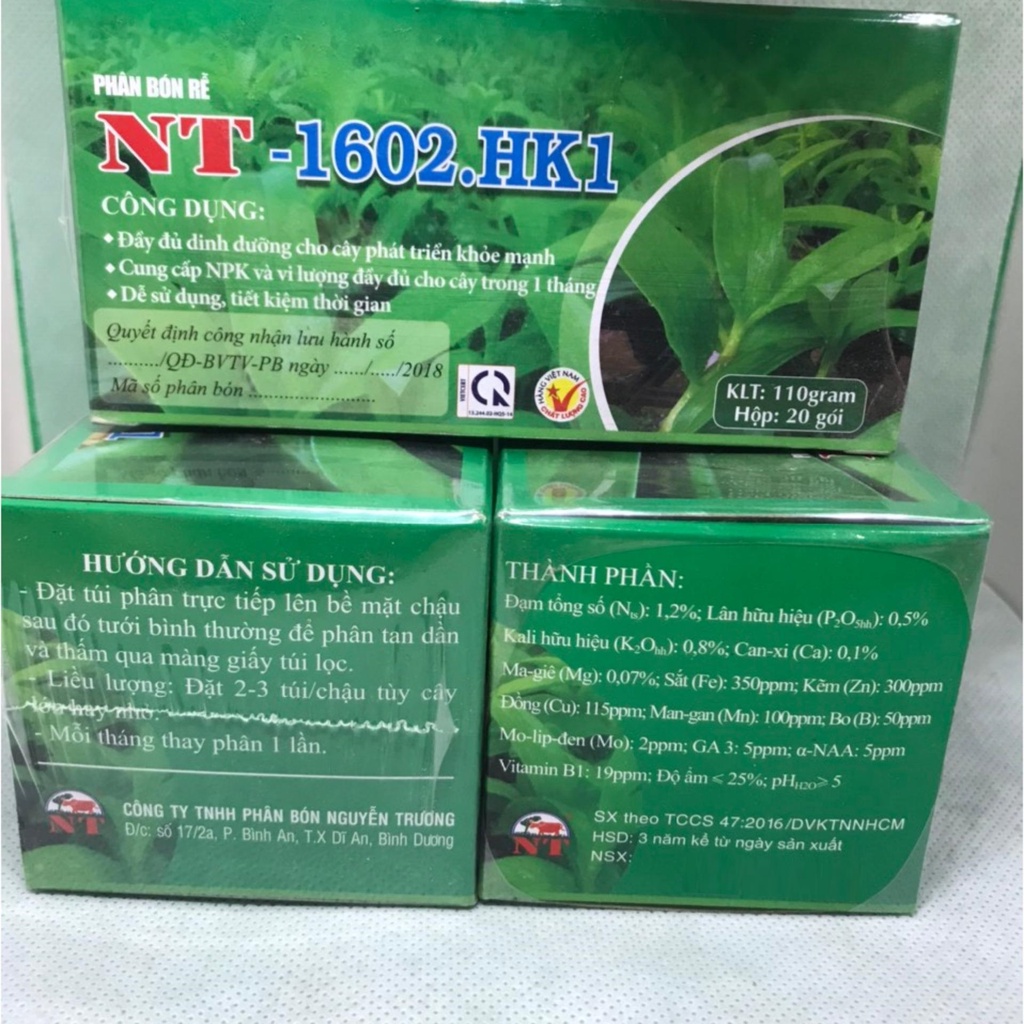 Phân bón HVP tan chậm 1602-HK1-HK2-HK3 (hộp 20 túi) dạng túi lọc, cung cấp dinh dưỡng cho phong lan, hoa kiểng