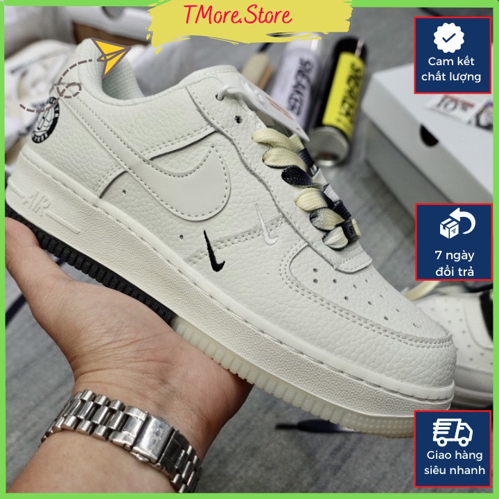 Giày sneaker Nike_Air Force 1 " Brooklyn " Sail Black, AF1 đế hai màu Bản chuẩn trung Full Box, Bill [ Tặng kèm Tất ]