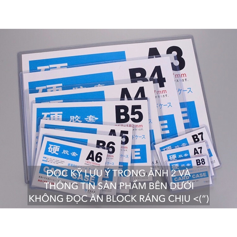 Toploader nhiều kích cỡ B8 A7 B7 A6 B6 A5 B5 A4 card case đựng tranh ảnh bảo vệ thẻ bài