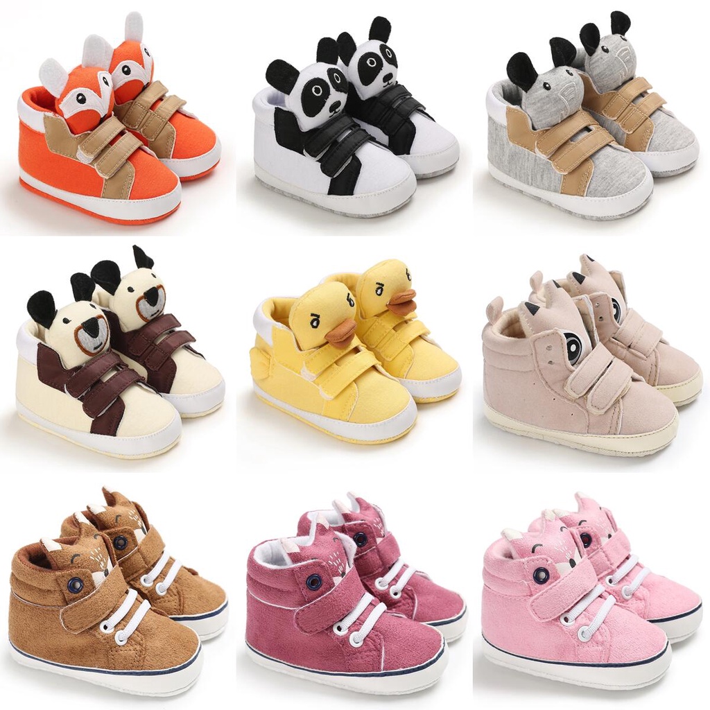 Giày Bốt Cotton Đế Bằng Chống Trượt In Họa Tiết Mặt Động Vật Dễ Thương Cho Bé Trai Gái