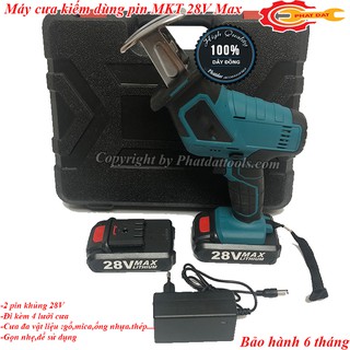 Máy cưa kiếm pin 28V - Tặng kèm 4 lưỡi cưa gỗ, kim loại - 2 pin sạc