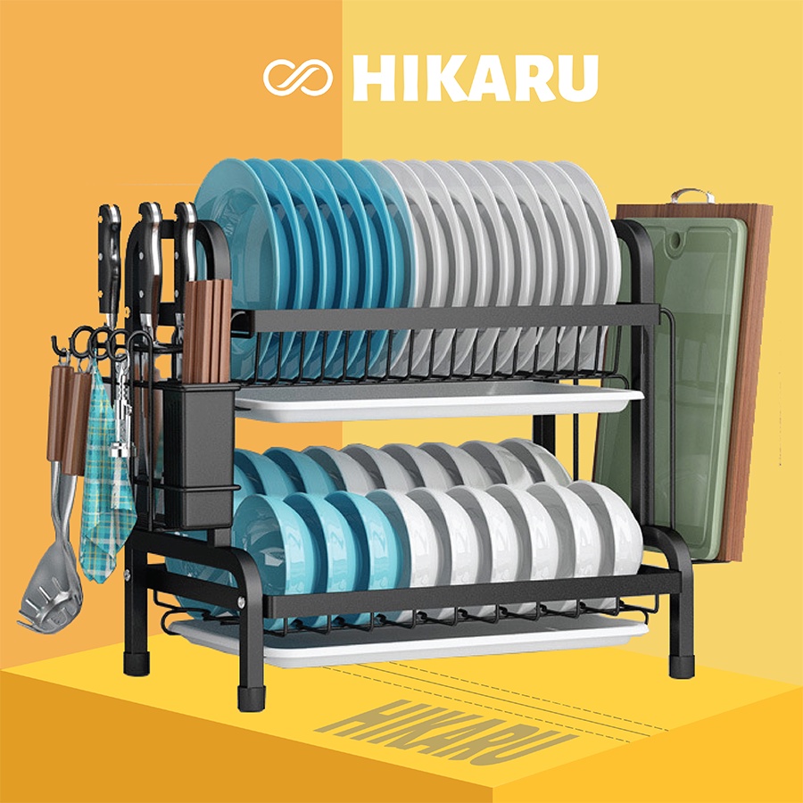 Kệ Đựng Bát Đĩa Lùn Nhà Bếp 2, 3 Tầng Thông Minh HIKARU_HK-PB-010_Kệ Đựng Chén Đũa Đa Năng