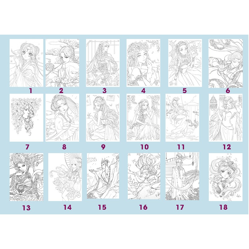 Tranh tô màu Anime khổ A4  - Dành cho những bạn trẻ yêu thích nghệ thuật và sáng tạo