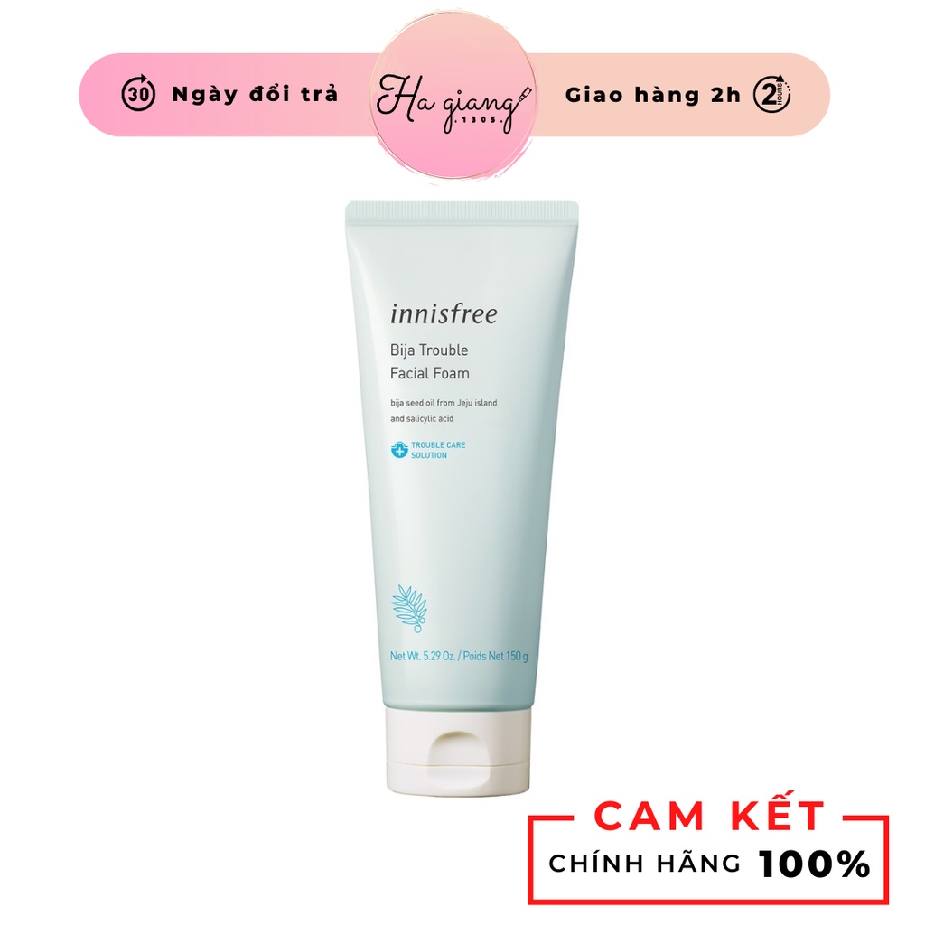 Sữa rửa mặt Innisfree Bija Trouble Facial Foam 150g cho da mụn sưng đỏ, da dầu, da có mụn, da nhạy cảm