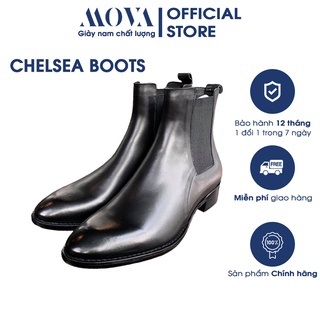 Giày Chelsea Boots nam da bò nguyên tấm cao cấp đế gỗ cao 4.5cm tăng chiều cao - Chelsea boot cao cổ cho nam