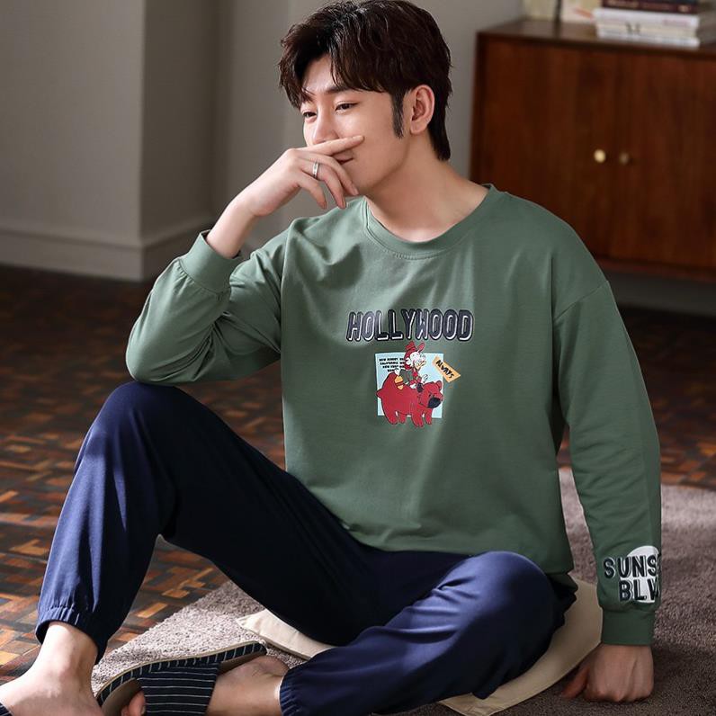 BỘ THU ĐÔNG NAM Chất vải Cotton 100% đồ ngủ nam mặc ở nhà được 4 mùa style Hàn Quốc trẻ trung & thoải mái  ཾ