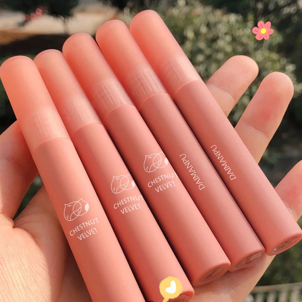 Son kem hạt dẻ vỏ nâu trầm DAIMANPU mịn môi hot trend Matte Velvet Lip Glaze DAIM02