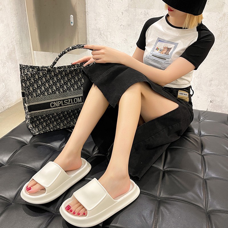 Dép bánh mỳ nữ LEAP Dép độn đế cao 3cm ulzzang hottrend năm nay