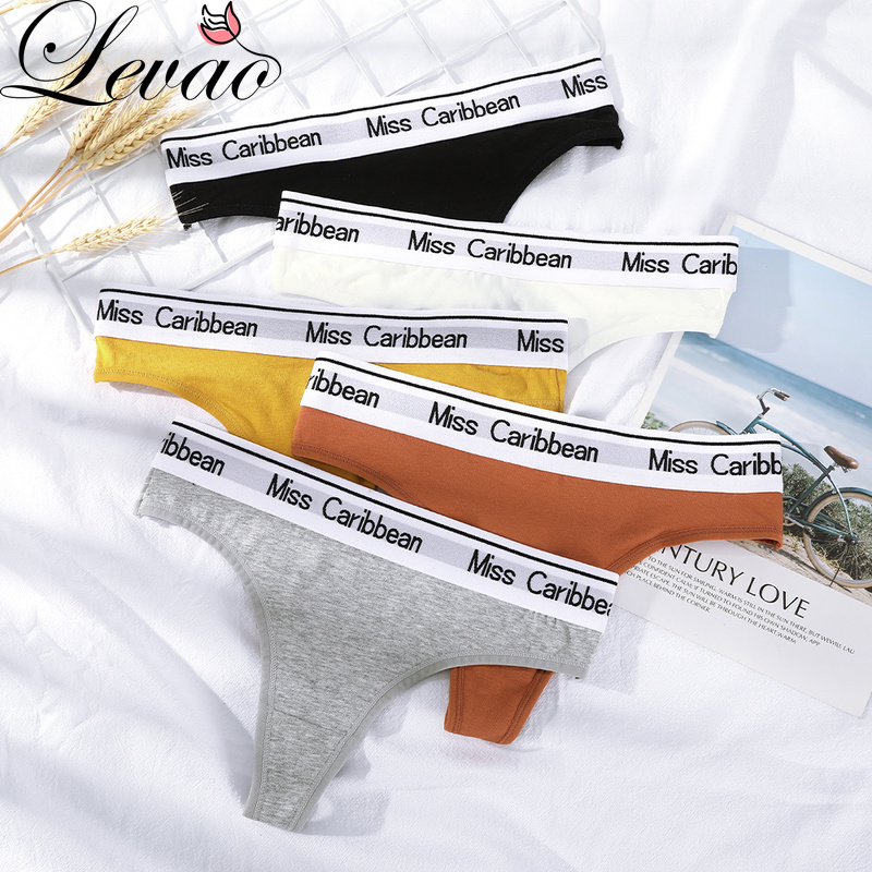 Quần Lót Levao Vải Cotton Lưng Thấp In Chữ Thời Trang Gợi Cảm Cho Nữ