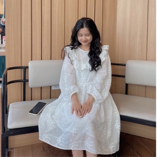 Đầm babydoll hoa thêu nổi thắt nơ lưng - LOLLIPOP BABYDOLL - CARROT FARM