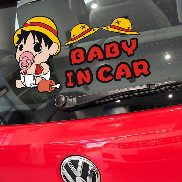 Miếng dán ô tô chữ ‘BABY IN CAR’ hoạ tiết hoạt hình ngộ nghĩnh