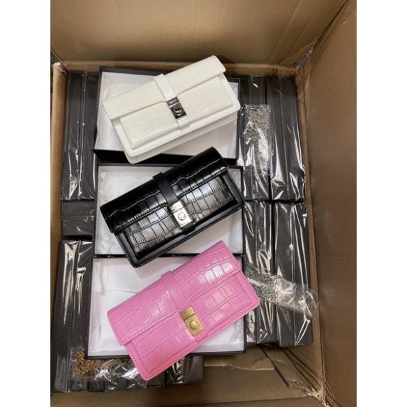 Túi pê rô vân rắn khoá tròn kèm hộp size 20 hàng QC cao cấp