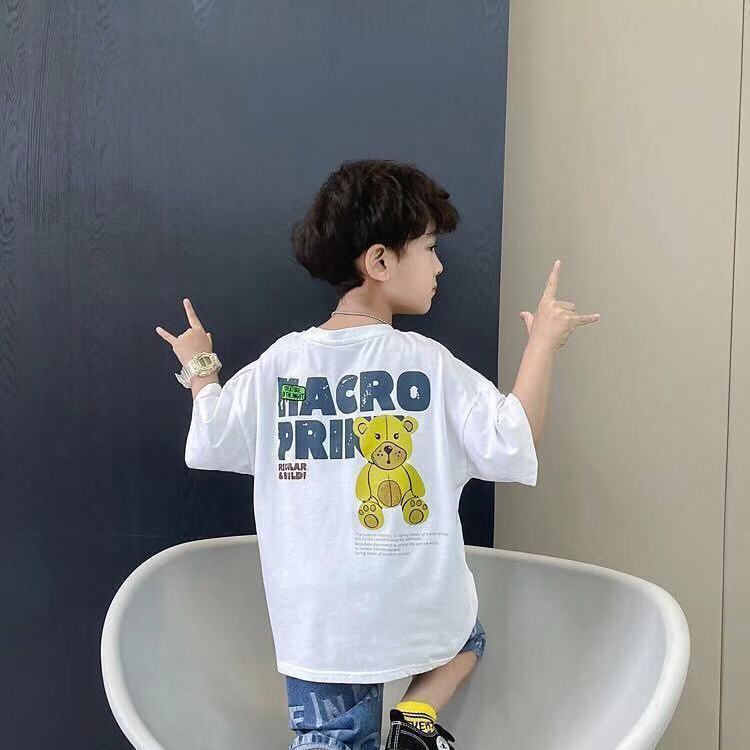 Áo Thun 100% Cotton Tay Ngắn In Họa Tiết Hoạt Hình Dành Cho Bé Trai