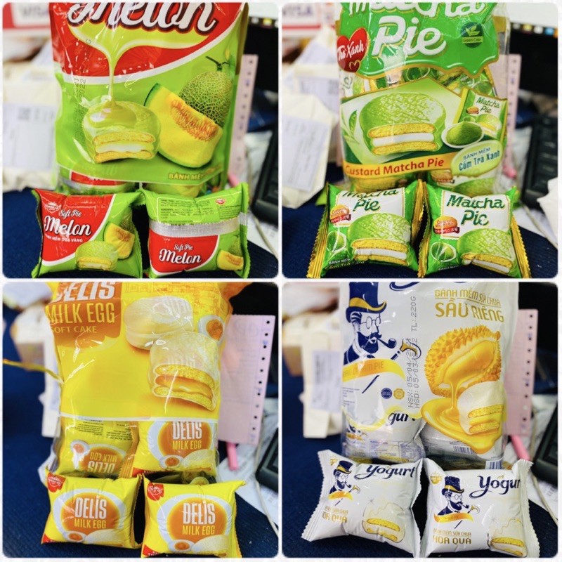 1 Cái Bánh CHOCO PIE Có 5Vị - Cốm Trà Xanh , Dưa Lưới-Trứng Muối-Sữa Chua Dâu & Sầu Riêng Siêu Ngon